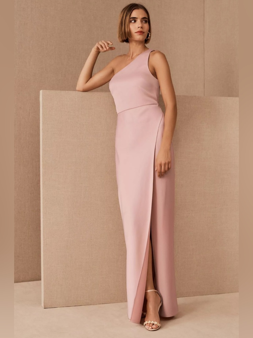 BHLDN Anthropologie Dylan Satin Dusty Rose Dress— Size 0 (read description)